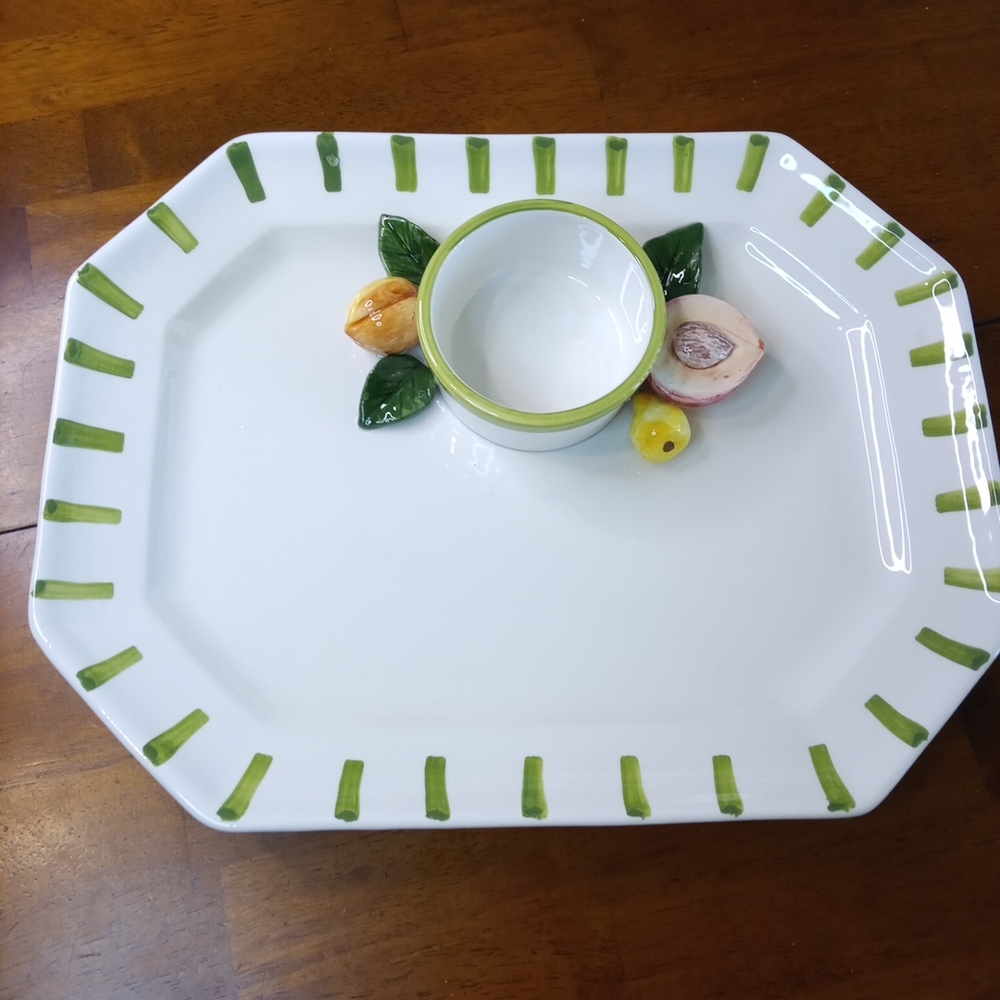 Vintage Handmade Italian Metif Ceramic Serving  Platter